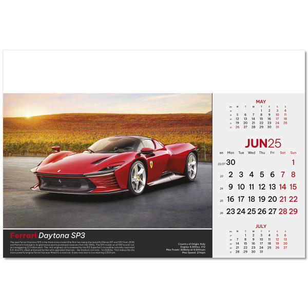 Supercars Wall Calendar