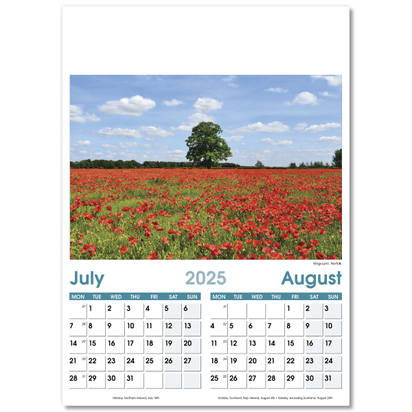 British Planner Wall Calendar - 7 Leaf