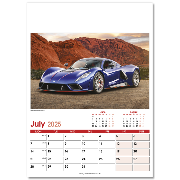 Fast Cars Wall Calendar - 13 Leaf