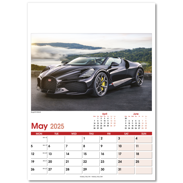 Fast Cars Wall Calendar - 13 Leaf