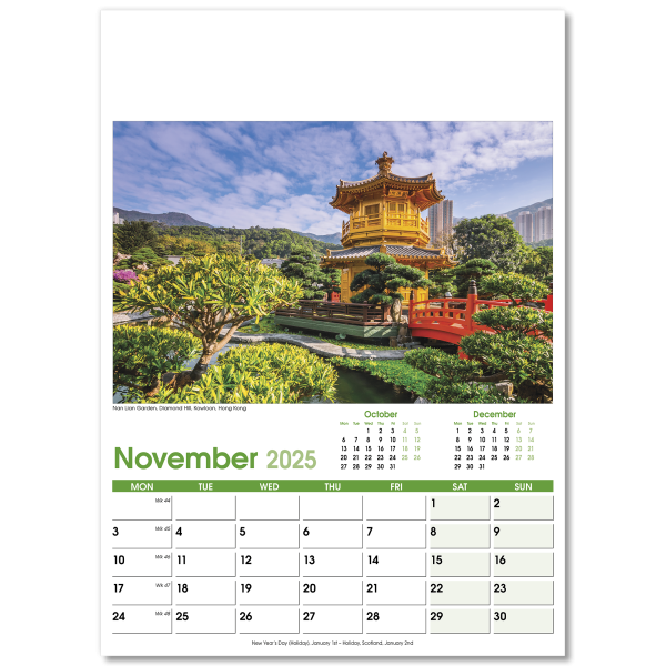 World Scenes Wall Calendar - 13 Leaf